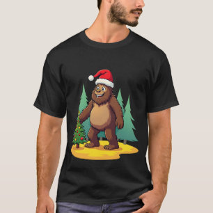 Bigfoot Christmas Tree Santa Hat (2) T-Shirt