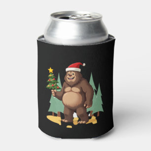 Bigfoot Christmas Tree Santa Hat (3) Can Cooler