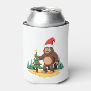 Bigfoot Christmas Tree Santa Hat (3) Can Cooler