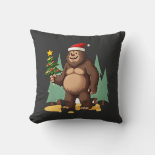 Bigfoot Christmas Tree Santa Hat (3) Cushion