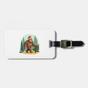 Bigfoot Christmas Tree Santa Hat (3) Luggage Tag