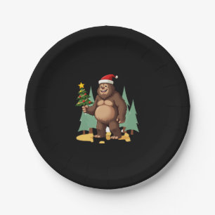 Bigfoot Christmas Tree Santa Hat (3) Paper Plate