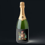 Bigfoot Christmas Tree Santa Hat (3) Sparkling Wine Label<br><div class="desc">Bigfoot Christmas Tree Santa Hat (3)</div>