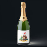 Bigfoot Christmas Tree Santa Hat (3) Sparkling Wine Label<br><div class="desc">Bigfoot Christmas Tree Santa Hat (3)</div>