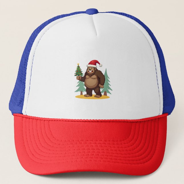 Bigfoot Christmas Tree Santa Hat (4) (Front)