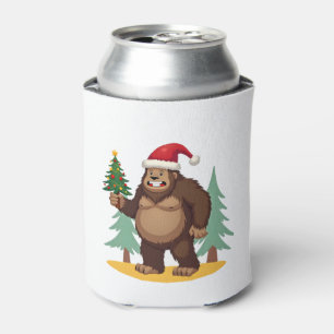 Bigfoot Christmas Tree Santa Hat (4) Can Cooler