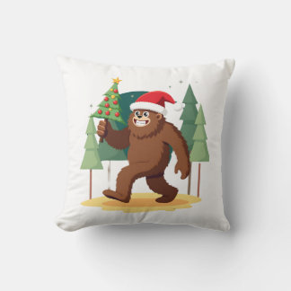Bigfoot Christmas Tree Santa Hat (4) Cushion