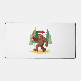Bigfoot Christmas Tree Santa Hat (4) Desk Mat