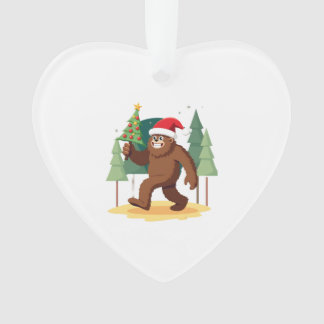 Bigfoot Christmas Tree Santa Hat (4) Ornament