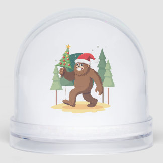 Bigfoot Christmas Tree Santa Hat (4) Snowglobe