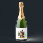 Bigfoot Christmas Tree Santa Hat (5) Sparkling Wine Label<br><div class="desc">Bigfoot Christmas Tree Santa Hat (5)</div>