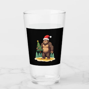 Bigfoot Christmas Tree Santa Hat Glass