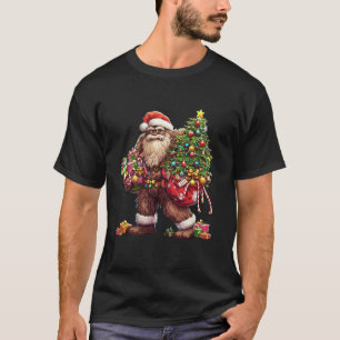 Bigfoot Christmas Tree Santa Lights Xmas Funny Sas T-Shirt