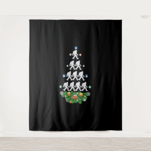 Bigfoot Christmas Tree Sasquatch Santa Lovely Tapestry