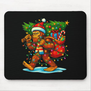 Bigfoot Christmas Tree Xmas Sasquatch Funny Lights Mouse Mat