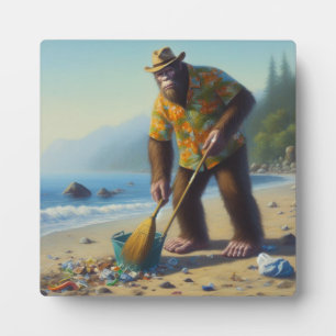 Bigfoot Cleaning the Beach Plaque