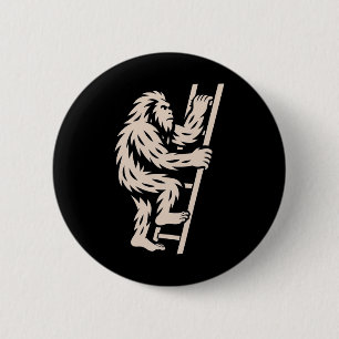 Bigfoot Climbing Ladder Funny Cryptid Sasquatch Lo 6 Cm Round Badge