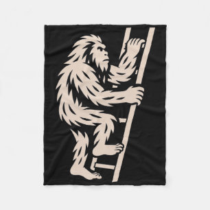 Bigfoot Climbing Ladder Funny Cryptid Sasquatch Lo Fleece Blanket