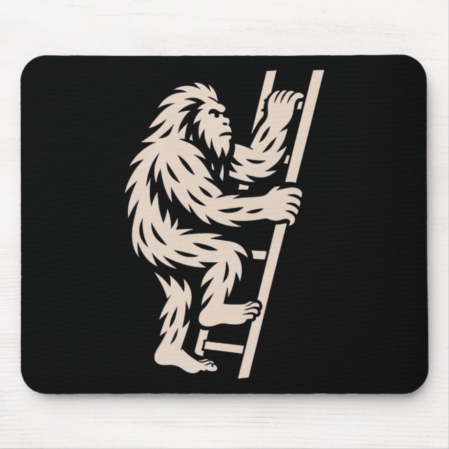 Bigfoot Climbing Ladder Funny Cryptid Sasquatch Lo Mouse Mat (Front)