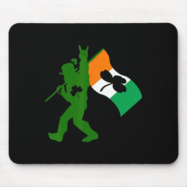 Bigfoot Clover Leaf St Patricks Day Irish Sasquatc Mouse Mat (Front)