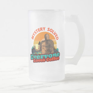 Bigfoot Coffee Mystery Solved Humour Frosted Glass Beer Mug