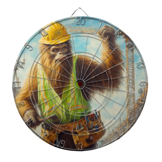 Bigfoot Construction Worker Dartboard (Front)