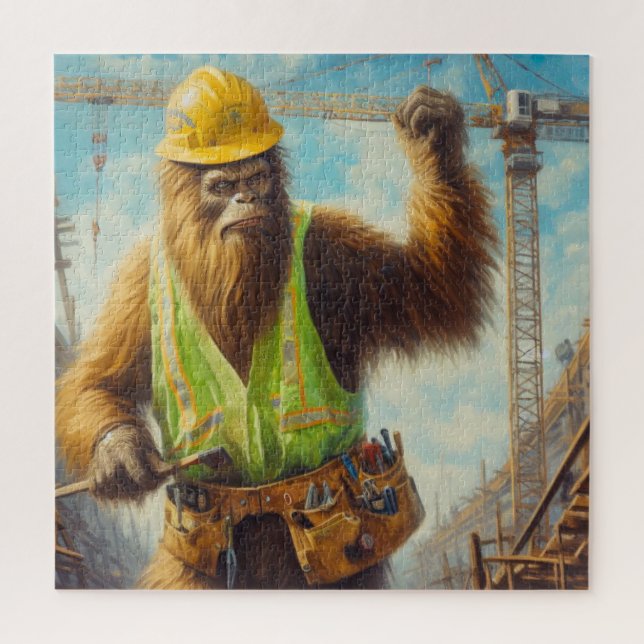 Bigfoot Construction Worker Jigsaw Puzzle (Vertical)