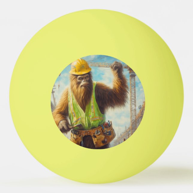 Bigfoot Construction Worker Ping Pong Ball (Front)