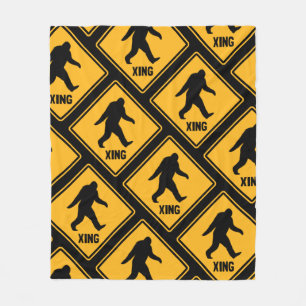 Bigfoot Crossing Signs Pattern Sasquatch Squatchy Fleece Blanket