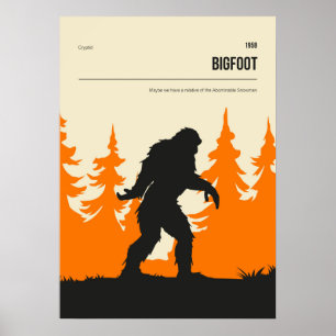 Bigfoot Cryptid  Minimal Retro Cryptozoology Poster