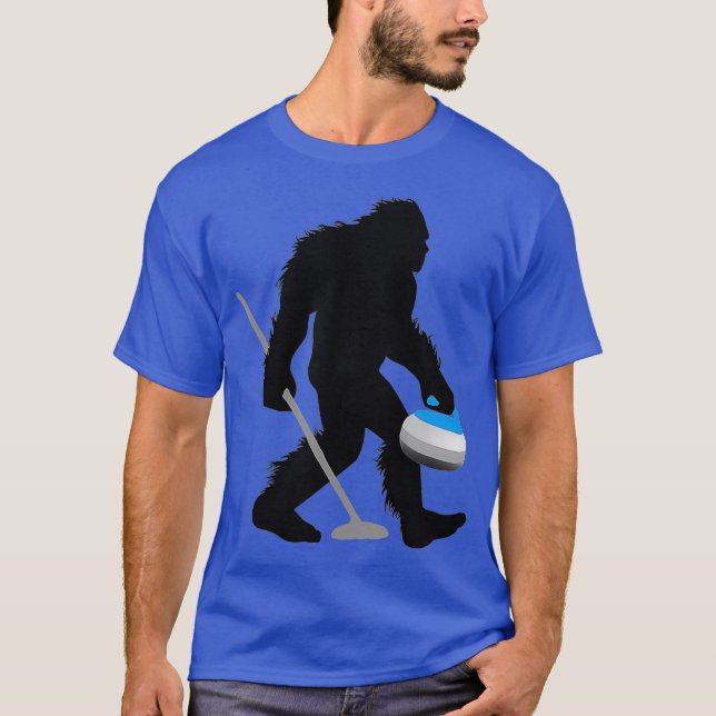 Bigfoot Curling Cryptid Sweeper Sasquatch Curler T-Shirt (Front)
