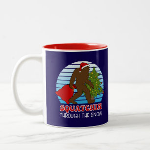 Bigfoot Custom Name Christmas Two-Tone Coffee Mug