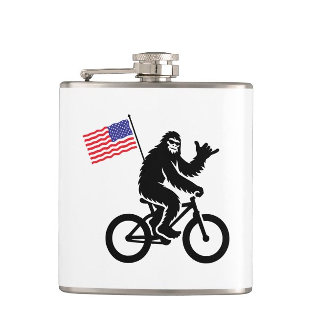Bigfoot Cycling American Flag Hip Flask (Front)
