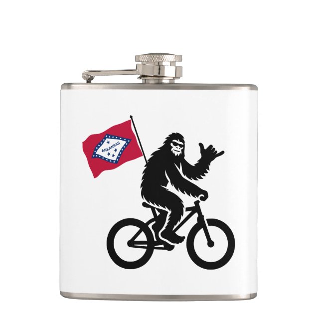 Bigfoot Cycling Arkansas Flag Hip Flask (Front)