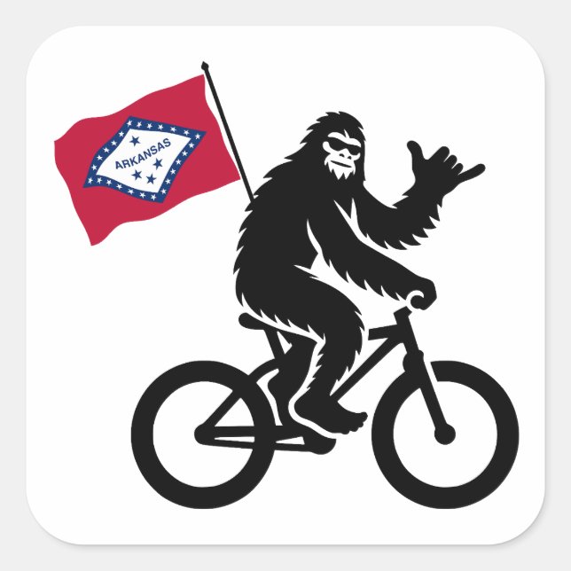 Bigfoot Cycling Arkansas Flag Square Sticker (Front)