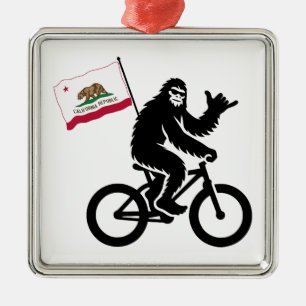 Bigfoot Cycling California Flag Metal Tree Decoration