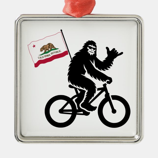 Bigfoot Cycling California Flag Metal Tree Decoration (Front)