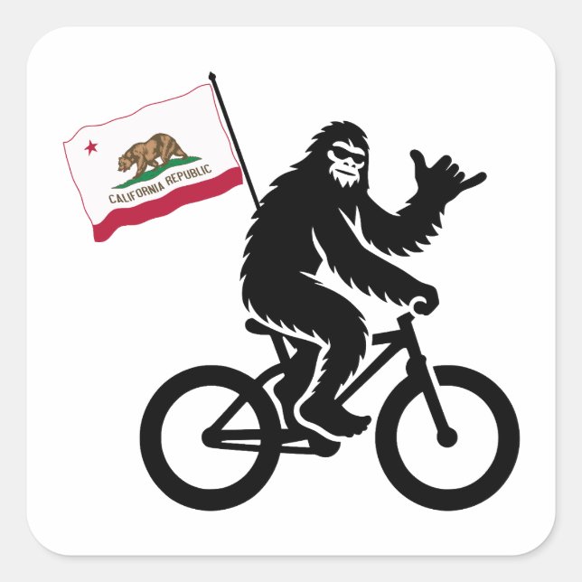 Bigfoot Cycling California Flag Square Sticker (Front)