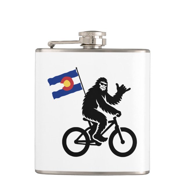 Bigfoot Cycling Colorado Flag Hip Flask (Front)
