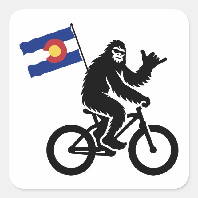 Bigfoot Cycling Colorado Flag Square Sticker (Front)