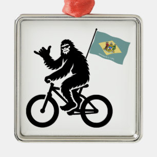 Bigfoot Cycling Delaware Flag Metal Tree Decoration