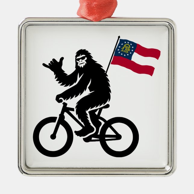 Bigfoot Cycling Georgia Flag Metal Tree Decoration (Front)