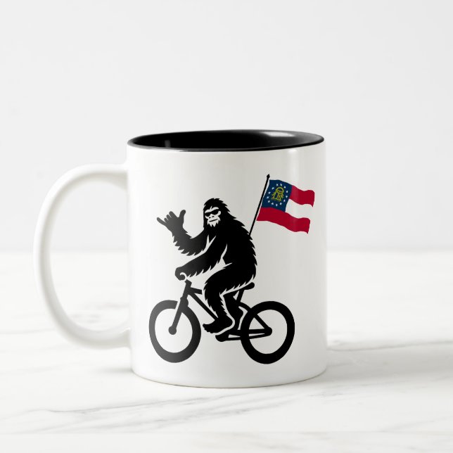 Bigfoot Cycling Georgia Flag Two-Tone Coffee Mug (Left)