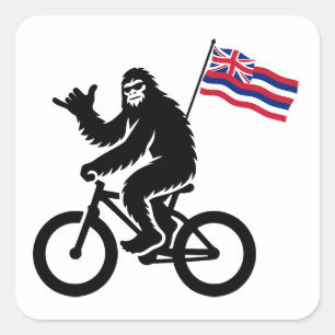 Bigfoot Cycling Hawaii Flag Square Sticker