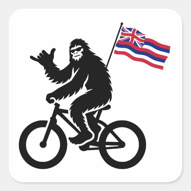 Bigfoot Cycling Hawaii Flag Square Sticker (Front)