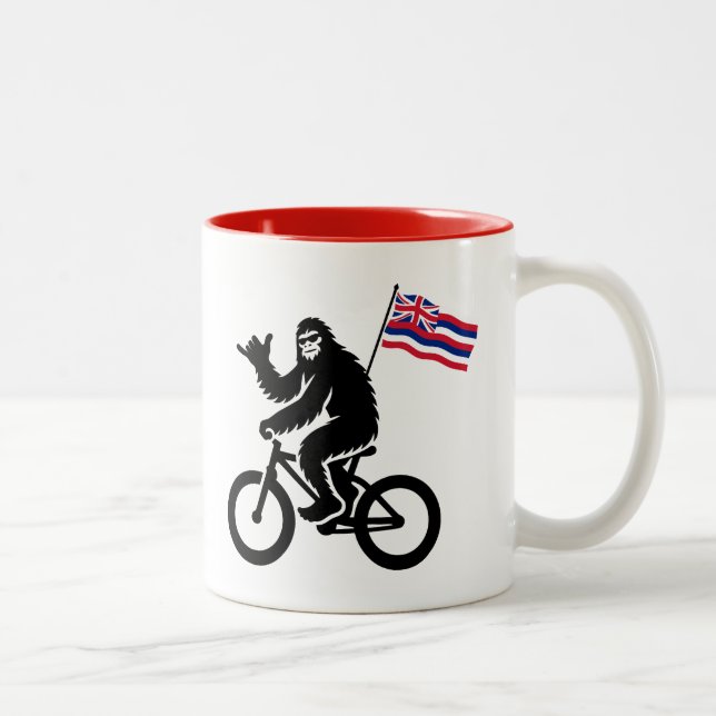 Bigfoot Cycling Hawaii Flag Two-Tone Coffee Mug (Right)