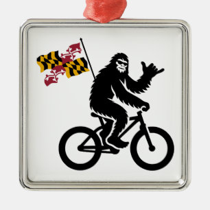 Bigfoot Cycling Maryland Flag Metal Tree Decoration