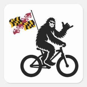 Bigfoot Cycling Maryland Flag Square Sticker