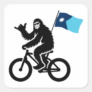 Bigfoot Cycling Minnesota Flag Square Sticker