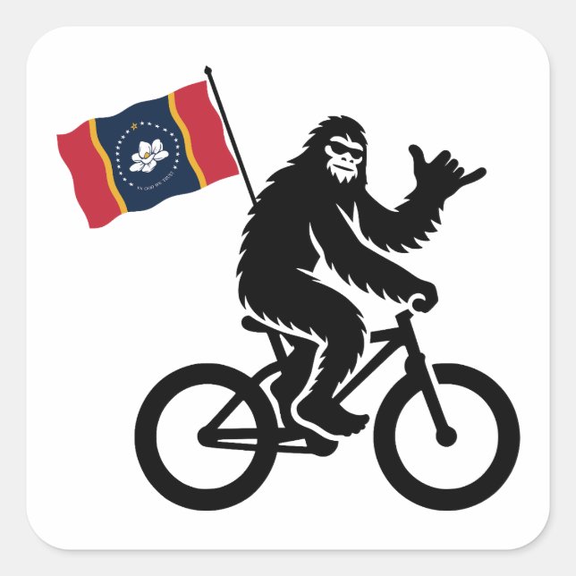 Bigfoot Cycling Mississippi Flag Square Sticker (Front)